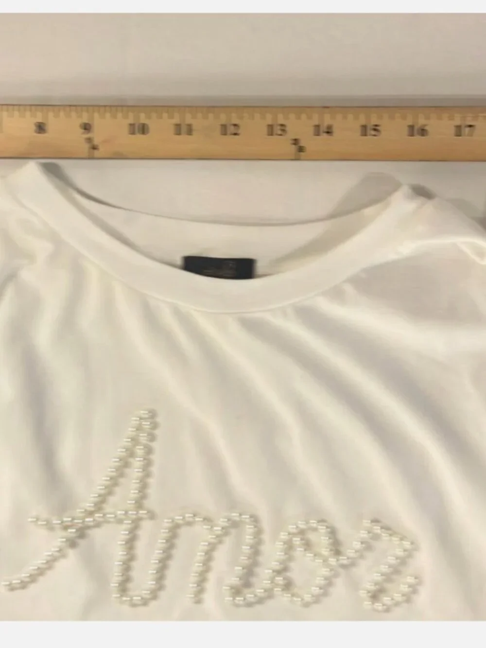 Anthro White Pearl Amor (LOVE) Top Womens XL Sheer Puff Sleeve Romantic Blouse